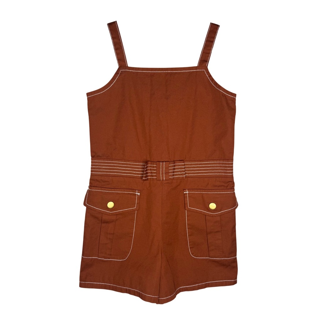 NWT Janie and Jack Sz 5T 100% Cotton Girls Burnt Orange Utility Romper